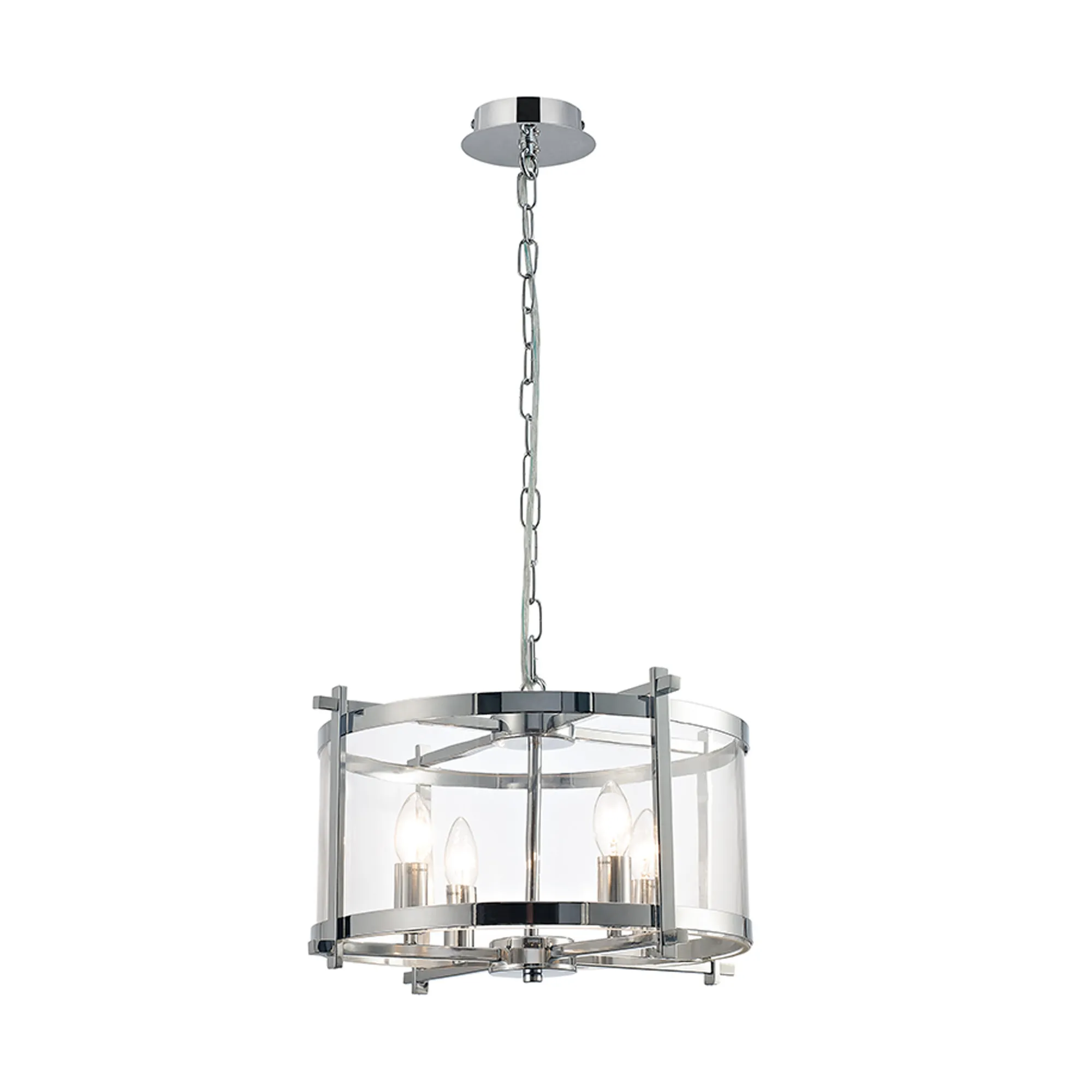 Nolan 46cm Glass Pendant 4 Light Polished Chrome D0089  Deco Nolan